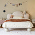 Marlee Shaped Headboard White Cotton Linen Blend Fabric Bed Frame Queen Size